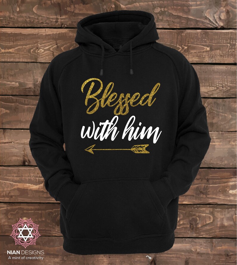Blessed With Her and Blessed With Him Matching Couple Hoodies Couple Hoodies Set of 2 Couple Hoodies image 3
