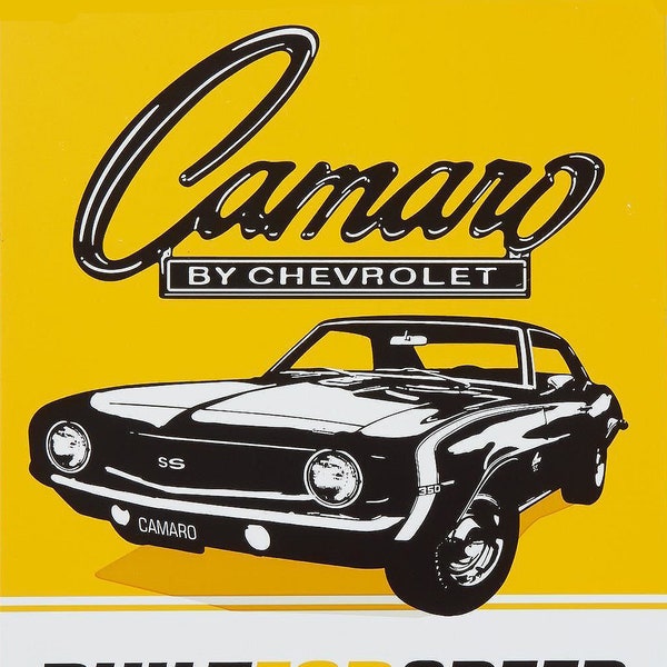 Camaro Chevrolet, Retro Metal Sign/Plaque or Fridge Magnet Gift, Man Cave, Garage, Classic Car