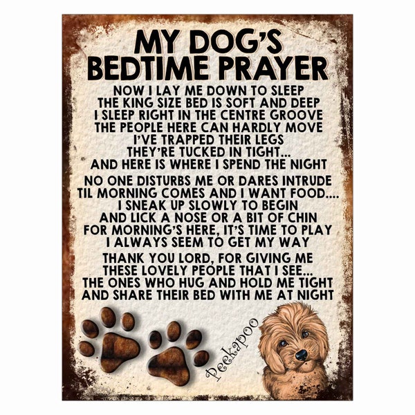My Dog's Prayer Peekapoo Dog cute dog Retro Metal Sign / Fridge Magnet/ Funny Dog Gift for dog lover