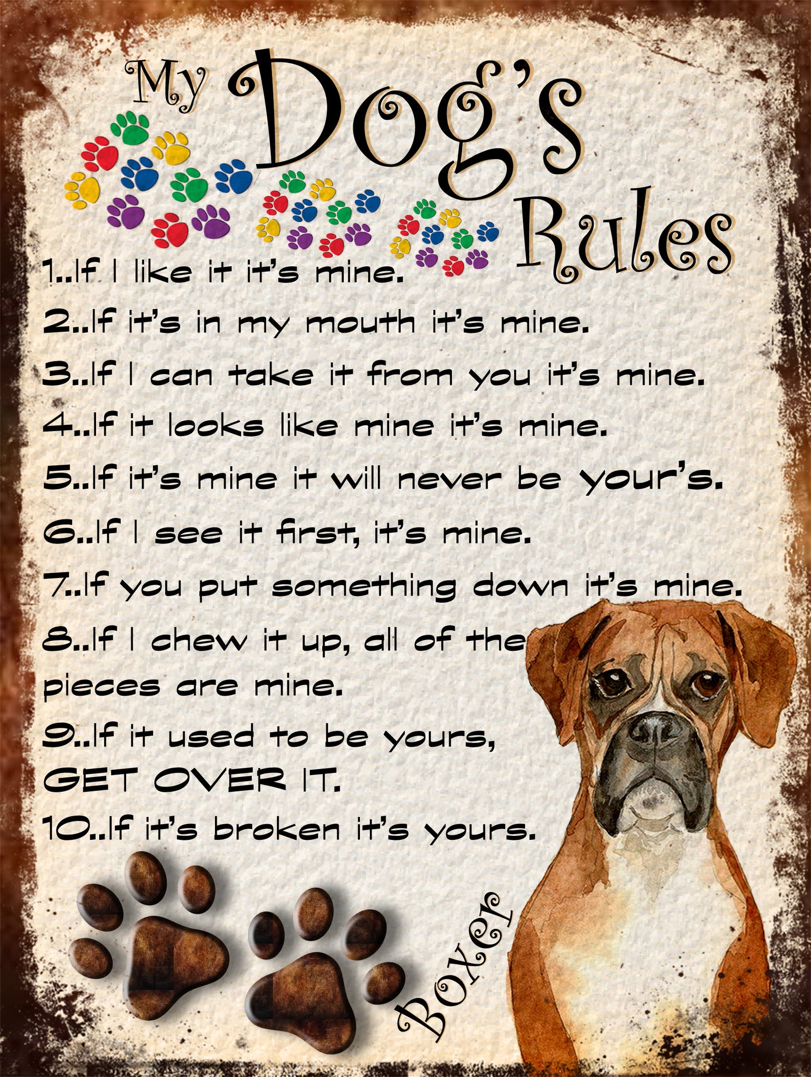 my-dog-rules-boxer-retro-metal-sign-fridge-magnet-funny-dog-etsy