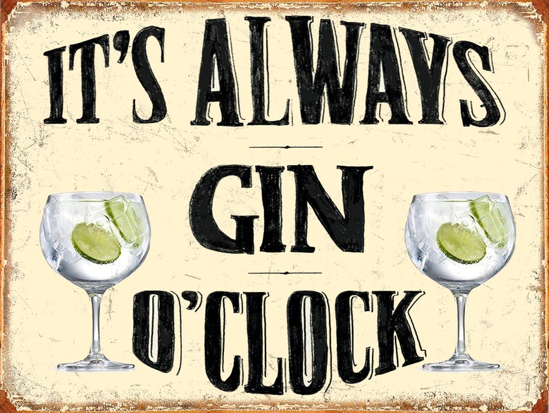 It's Always Gin O'clock Retro Metal Sign/plaque or Etsy UK