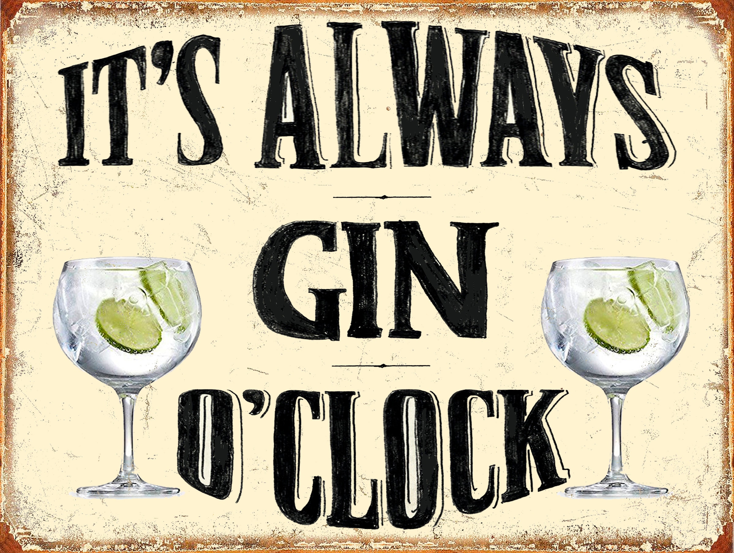 It's Always Gin O'clock Retro Metal Sign/plaque or Etsy UK