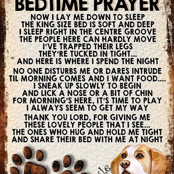 My Dog's Prayer Beagle cute dog Retro Metal Sign / Fridge Magnet/ Funny Dog Gift for dog lovers