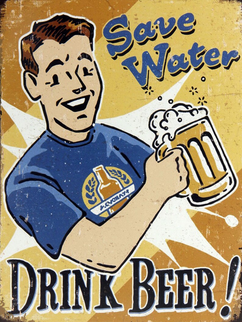 Save Water Drink Beer Retro Metal Sign/plaque or Fridge Etsy UK