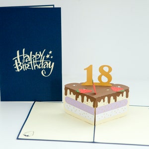 18 ° biglietto di compleanno, biglietto di compleanno, regalo di compleanno, 18 °, carte, regalo, biglietti di auguri, torta di compleanno, torta alla fragola, glassa al cioccolato, diciottesimo