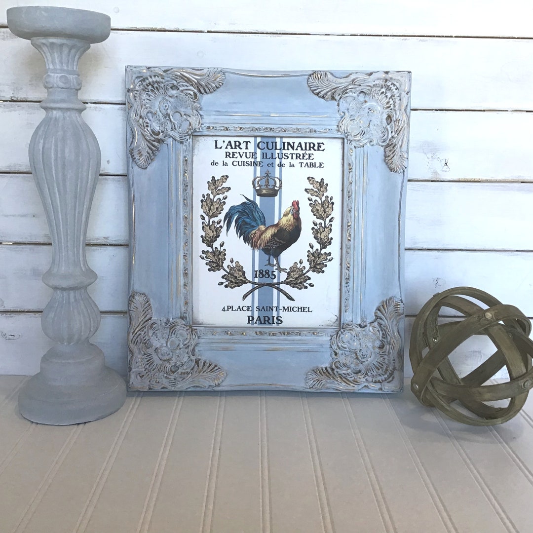French Country Wall Decor French Country Rooster Decor French Rooster Print Framed Rooster Print
