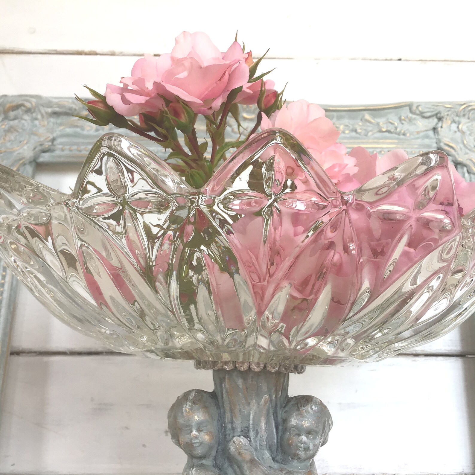 Crystal Compote Bowl Vintage Compote Bowl Cherub Compote Bowl Etsy