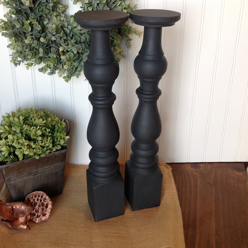 Farmhouse Candle Holders Charcoal Gray Candle Holder Pair Etsy