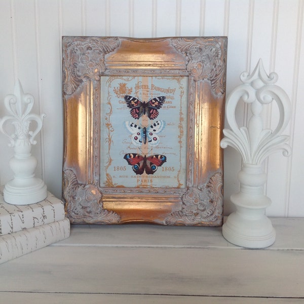 French country decor Framed butterfly print French home accent French wall decor Cottage wall decor Butterfly wall art Butterfly print