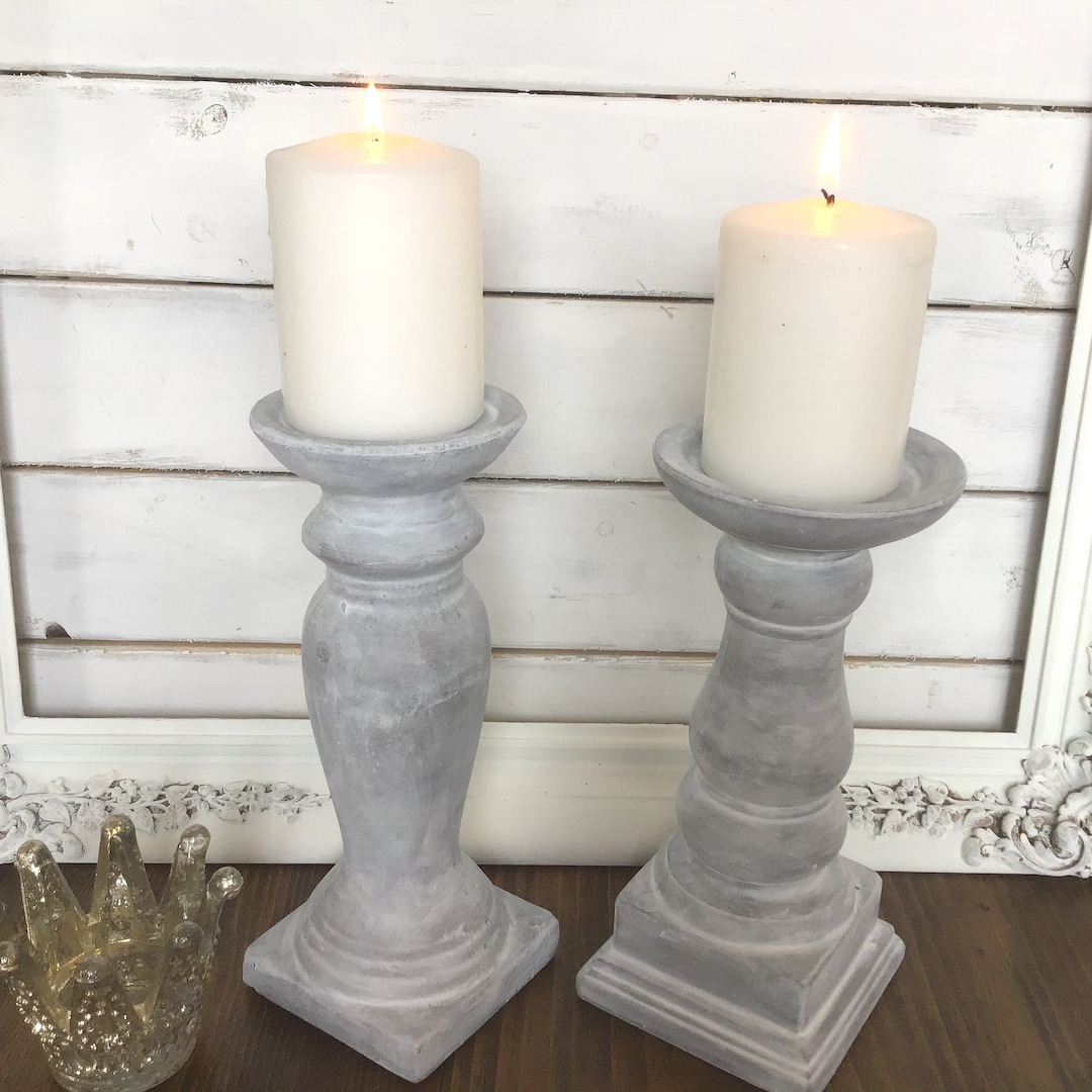 Wedding Candle Holders Whitewashed Candle Holders French Country Candle