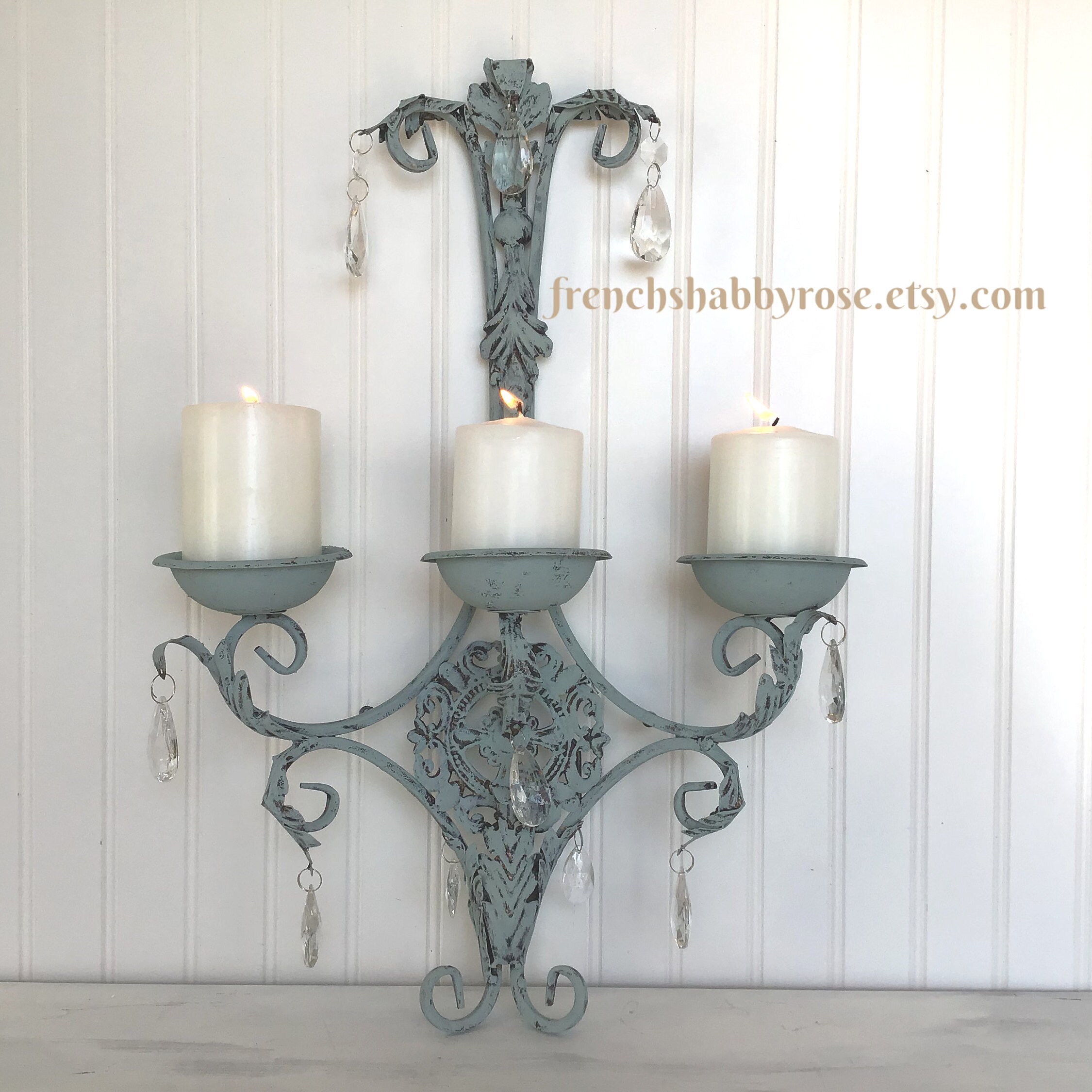 French Country Wall Sconce Home Accent Shabby Style Candle Holder
