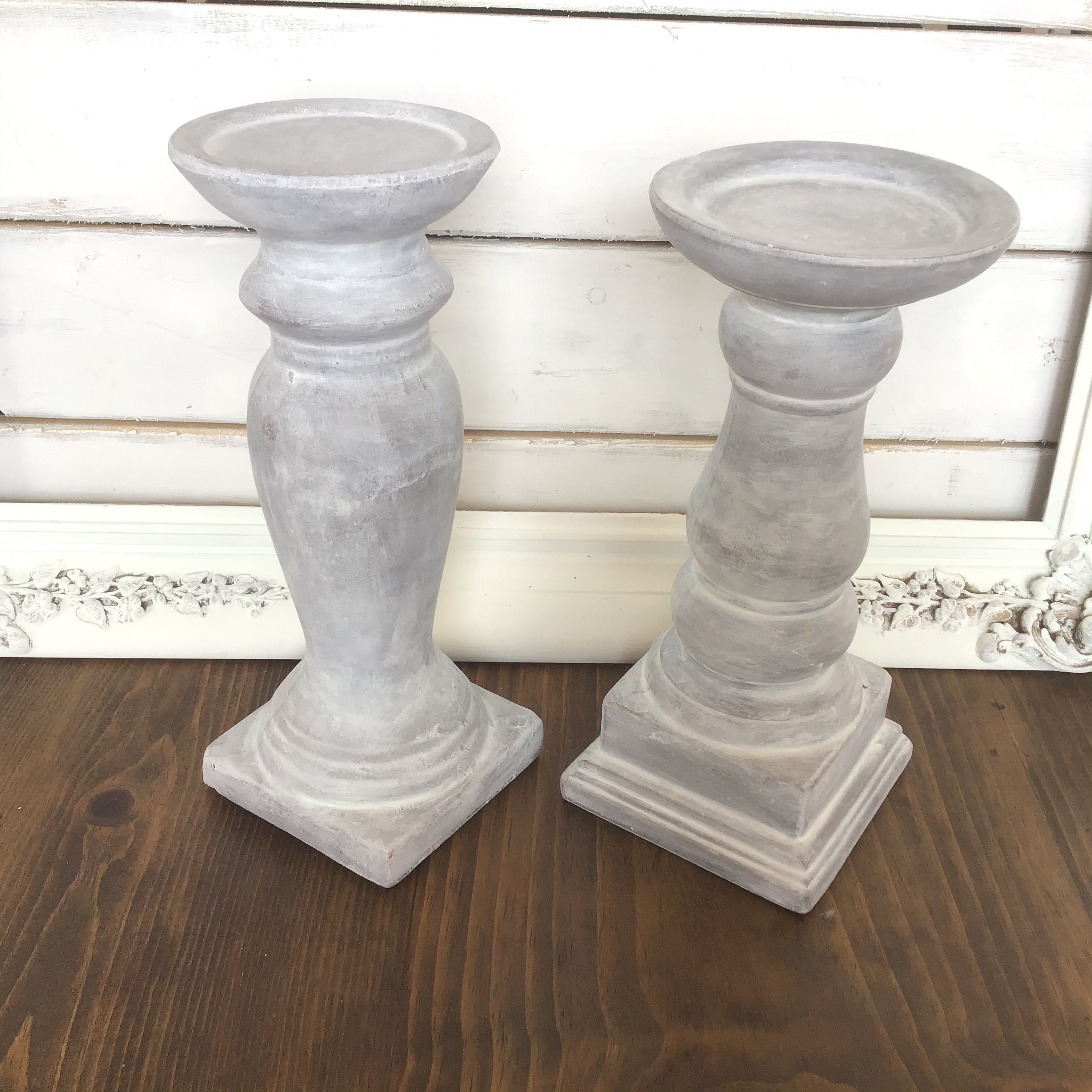 Wedding candle holders Whitewashed candle holders French Etsy