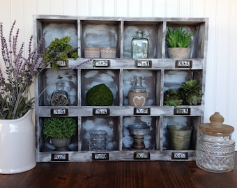 Rustic apothecary cabinet Farmhouse wall decor Bathroom wall cabinet Essential oil shelf Essential oil storage Farmhouse kitchen hutch