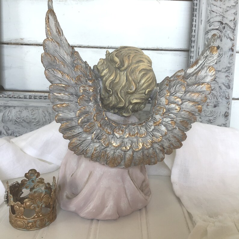 Cherub Statue With Crown Cherub Nursery Decor Crowned Cherub Etsy