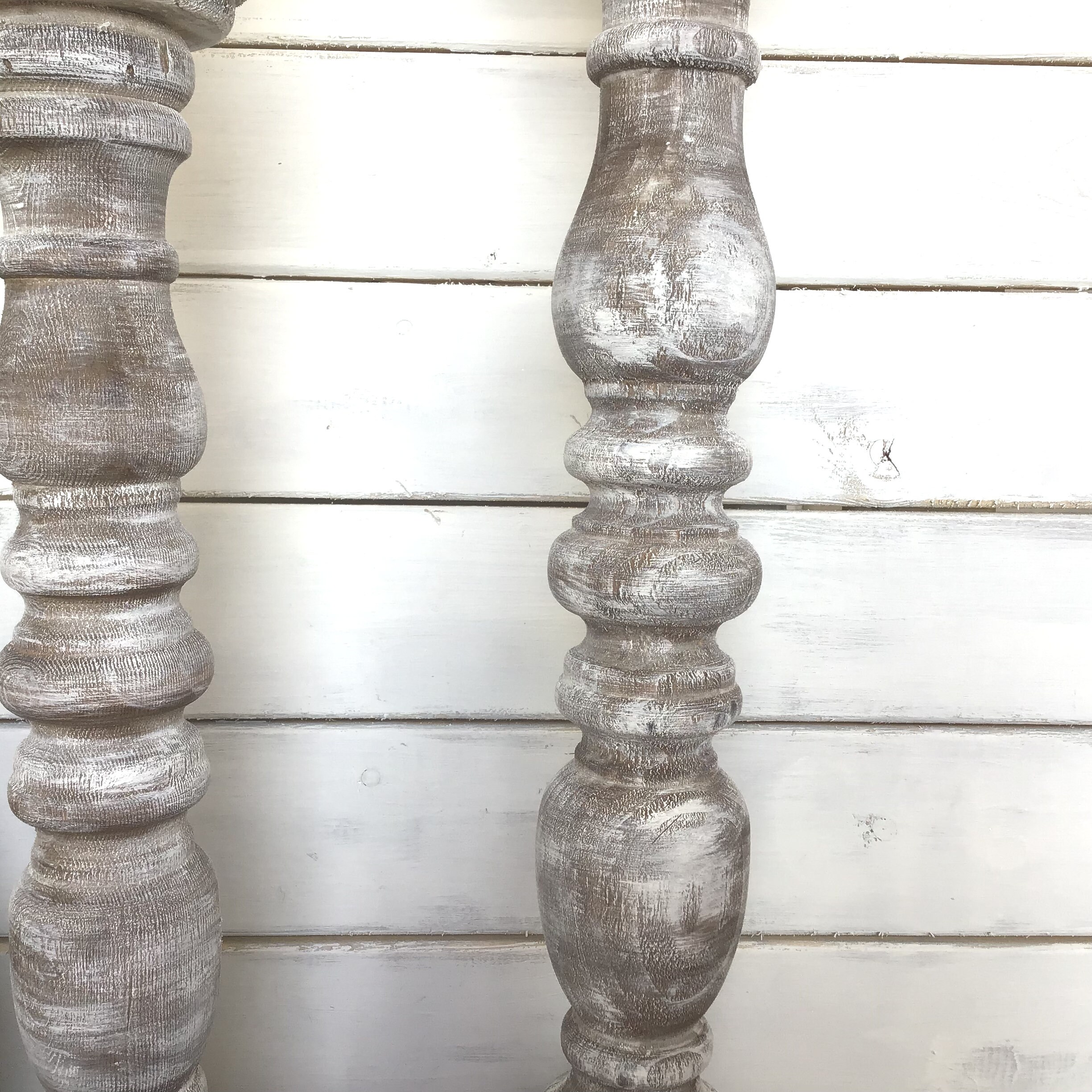 Wood Candlestick Set White Washed Wood Candle Holders Pair of Etsy