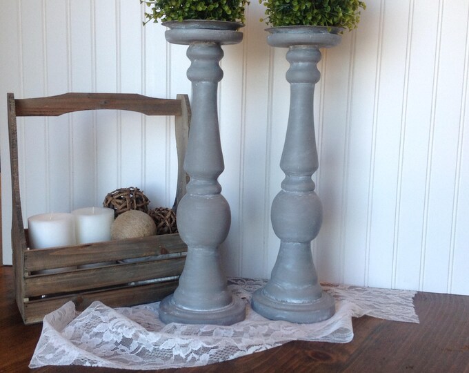 Tall Farmhouse Candle Holders, Chalkpainted Candle Holders, Rustic