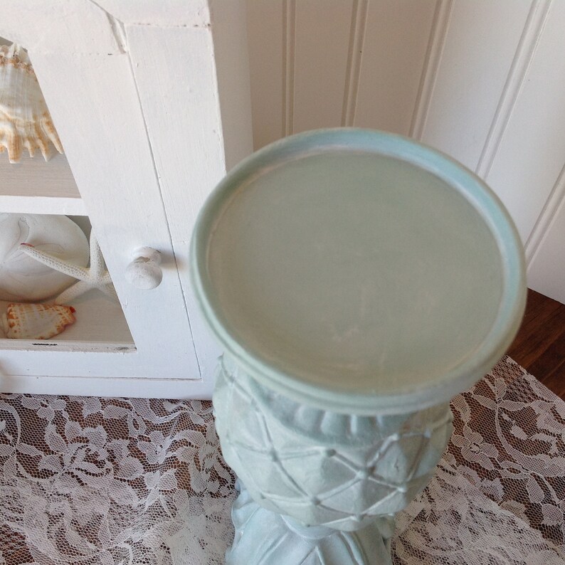 Pair of Teal Blue Candle Holders Cottage Chic Candle Holders Etsy