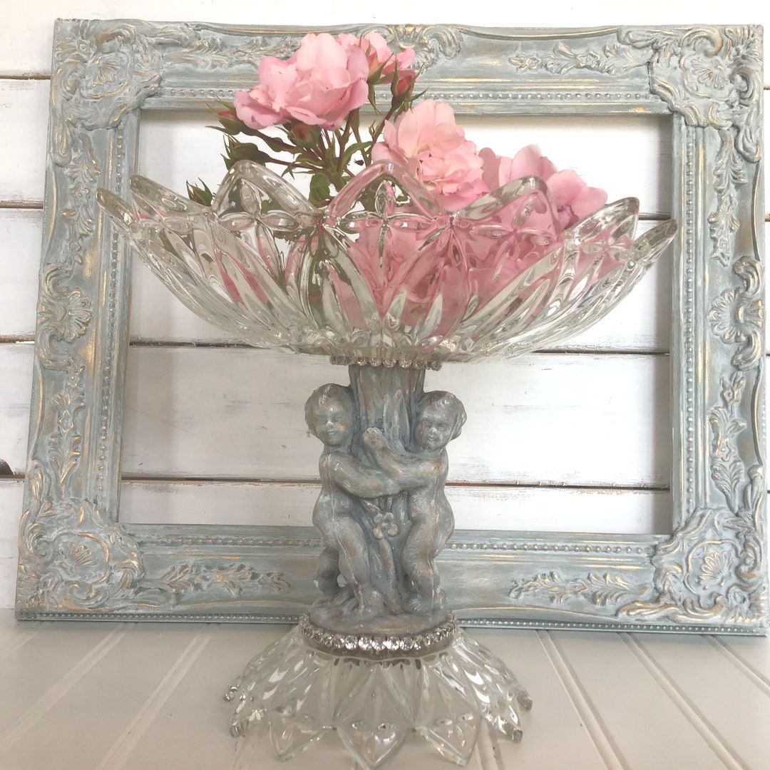 Crystal Compote Bowl Vintage Compote Bowl Cherub Compote Bowl Etsy