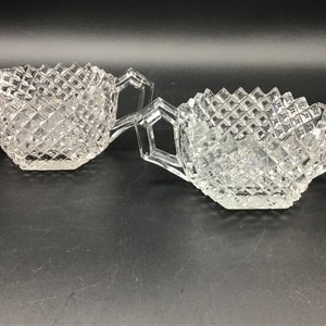 Vintage Westmoreland English Hobnail Cream and Sugar Set Sawtooth Edge