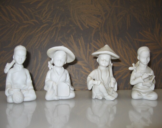 Vintage Asian Figurines Set of 4 1960s Japan Etsy