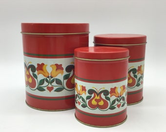 Trio of Nesting Metal Canisters