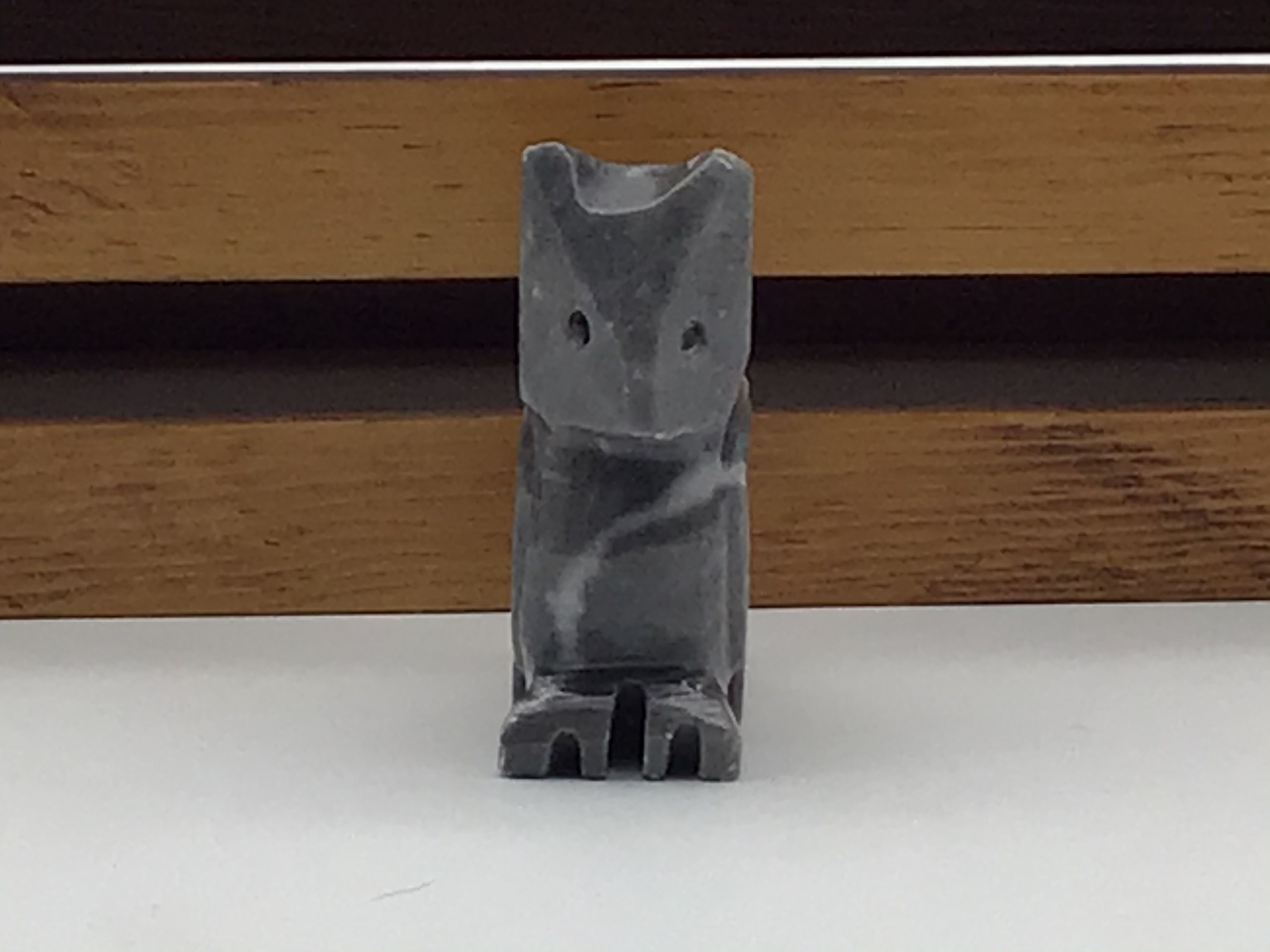 Vintage Hand Carved Stone Owl Figurine