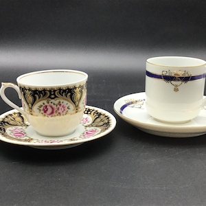 Vintage Set of Two Teacups and Saucers Made in Bavaria Made in Czechoslovakia
