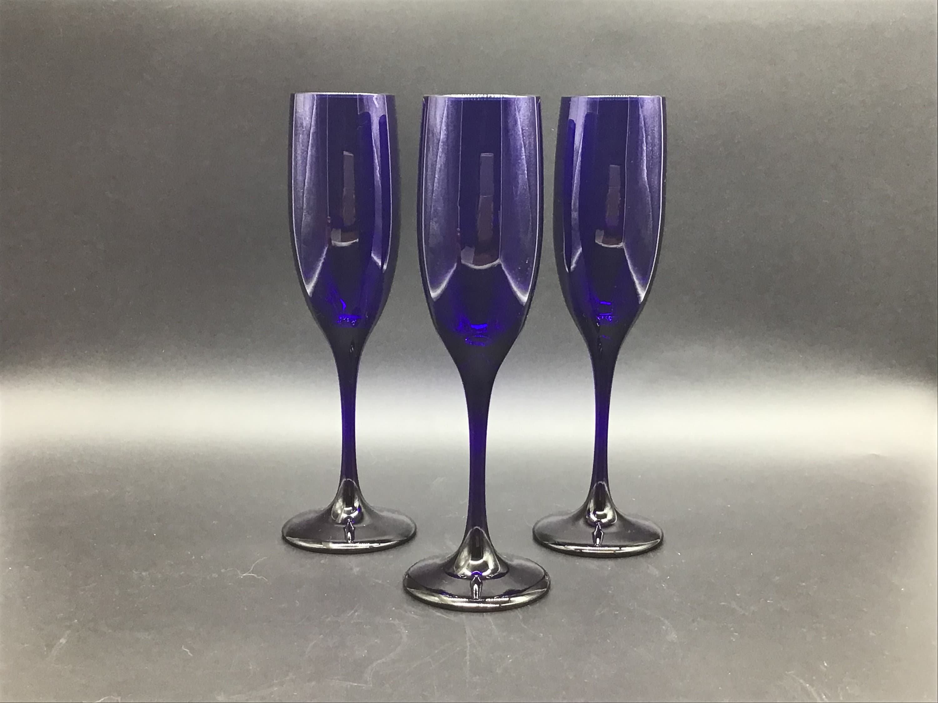 Libbey Cobalt Blue Champagne Flutes, a Set of 6