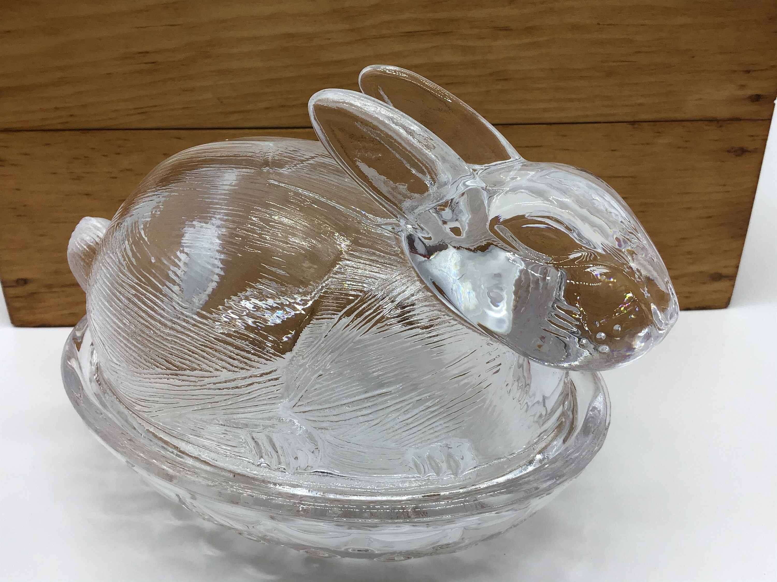 Clear Glass Bunny Rabbit on a Nest Pair Etsy UK