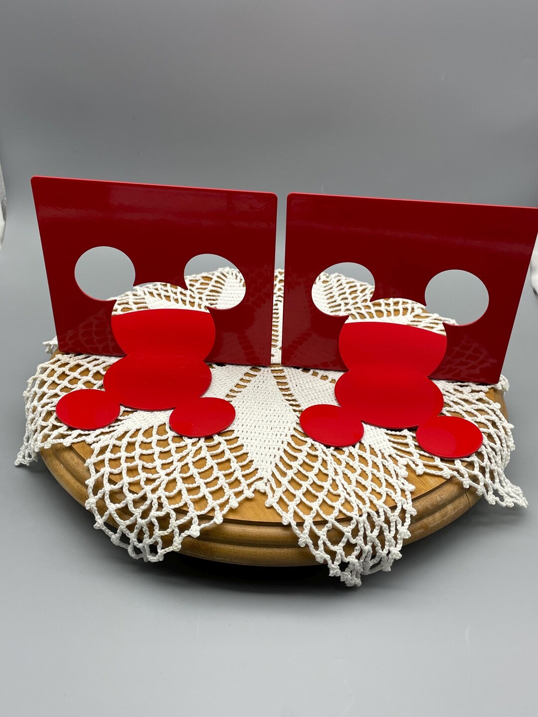 Vintage Disney Mickey Mouse Red Metal Silhouette Bookends – Michael ...