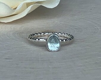 Brazilian Blue Aquamarine Sterling Silver Ring