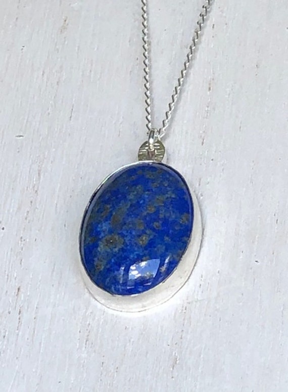 German Silver Lapis Lazuli Pendant with 2 micron silver polish - cryst