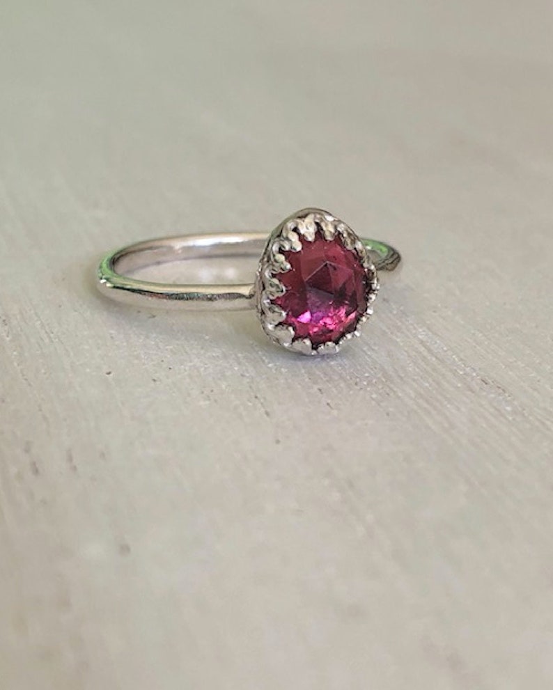 Ring Size 7 Pink Tourmaline Sterling Silver Ring