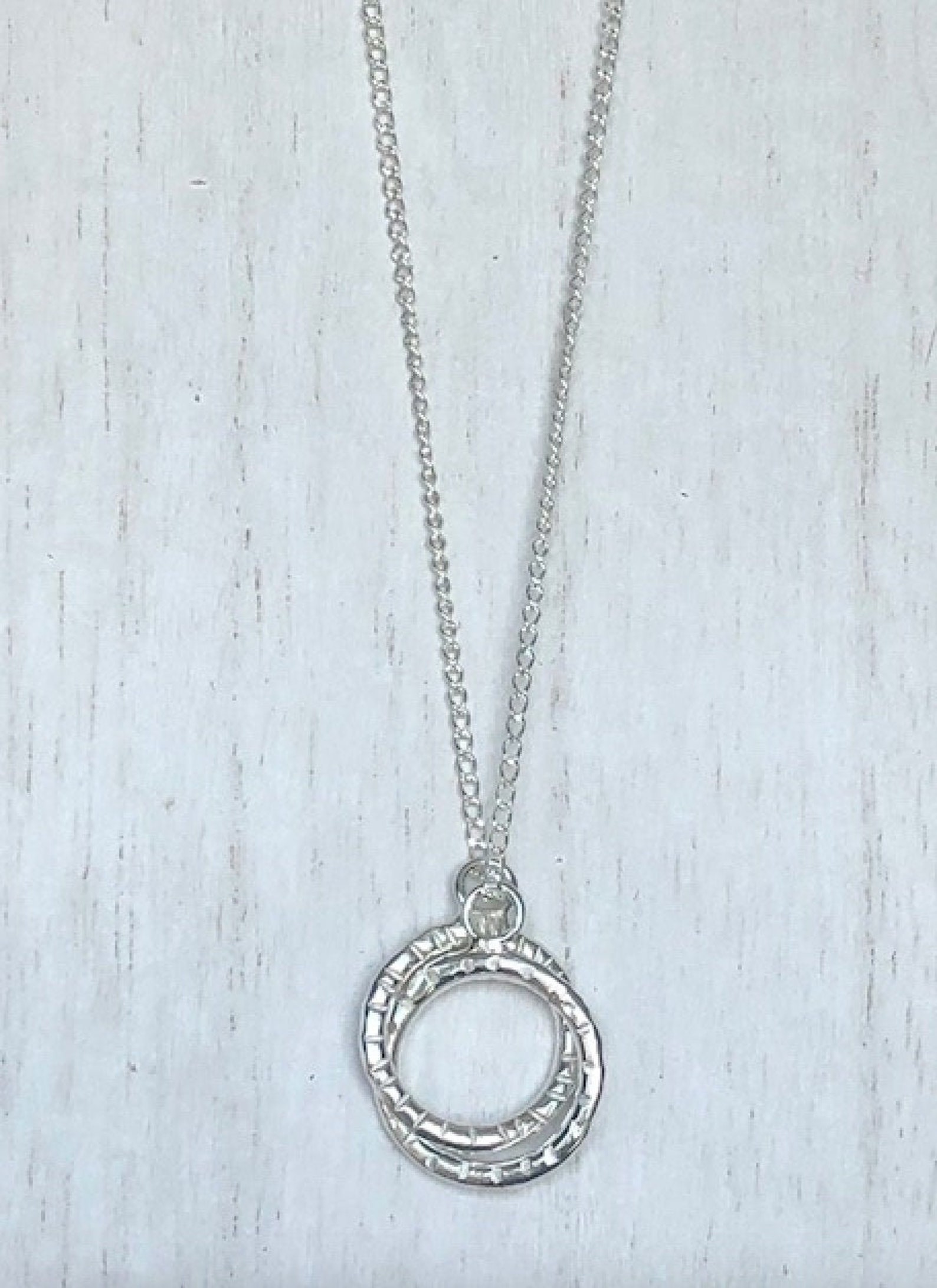Sterling Silver Double Ring Necklace Etsy
