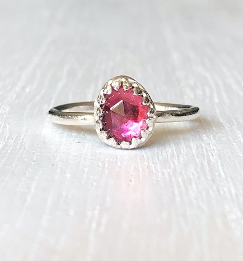 Ring Size 7 Pink Tourmaline Sterling Silver Ring
