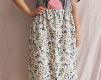 Floral skirt // long skirt // high waist // hand-sewn // eco-responsible // women
