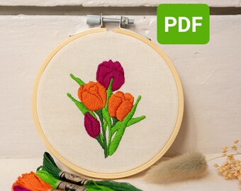 PDF flower embroidery, digital pattern, diy, women's gift, pdf pattern, flower embroidery