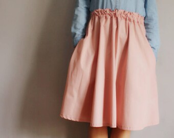 Pink skater skirt // mid skirt // highrise // cotton //handmade // women