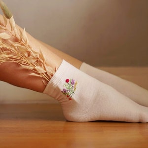 Embroidered socks Handmade Spring socks Flowers Gift idea Birthday present image 10