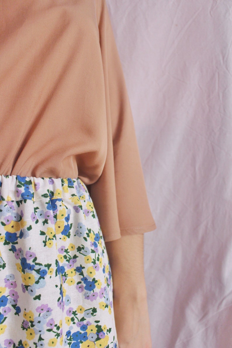 Floral skirt long skirt high waist hand-sewn eco-responsible women