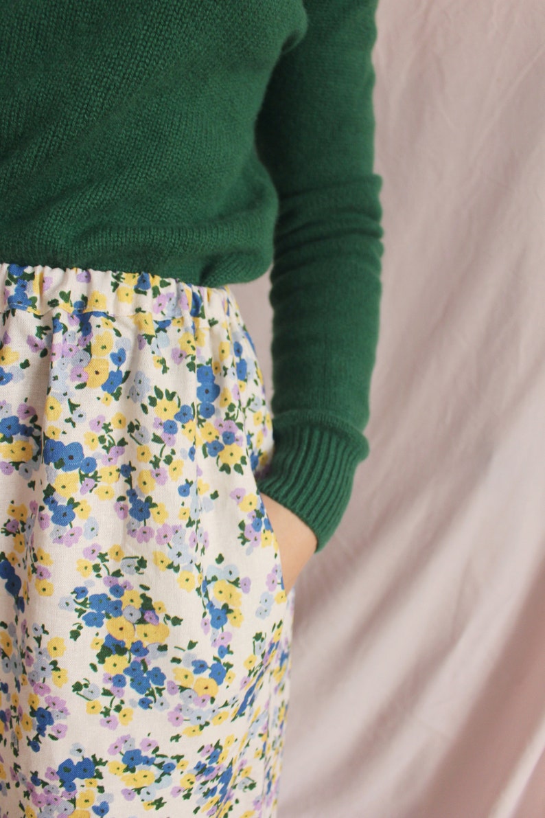 Floral skirt  long skirt  high waist  hand-sewn  eco-responsible  women