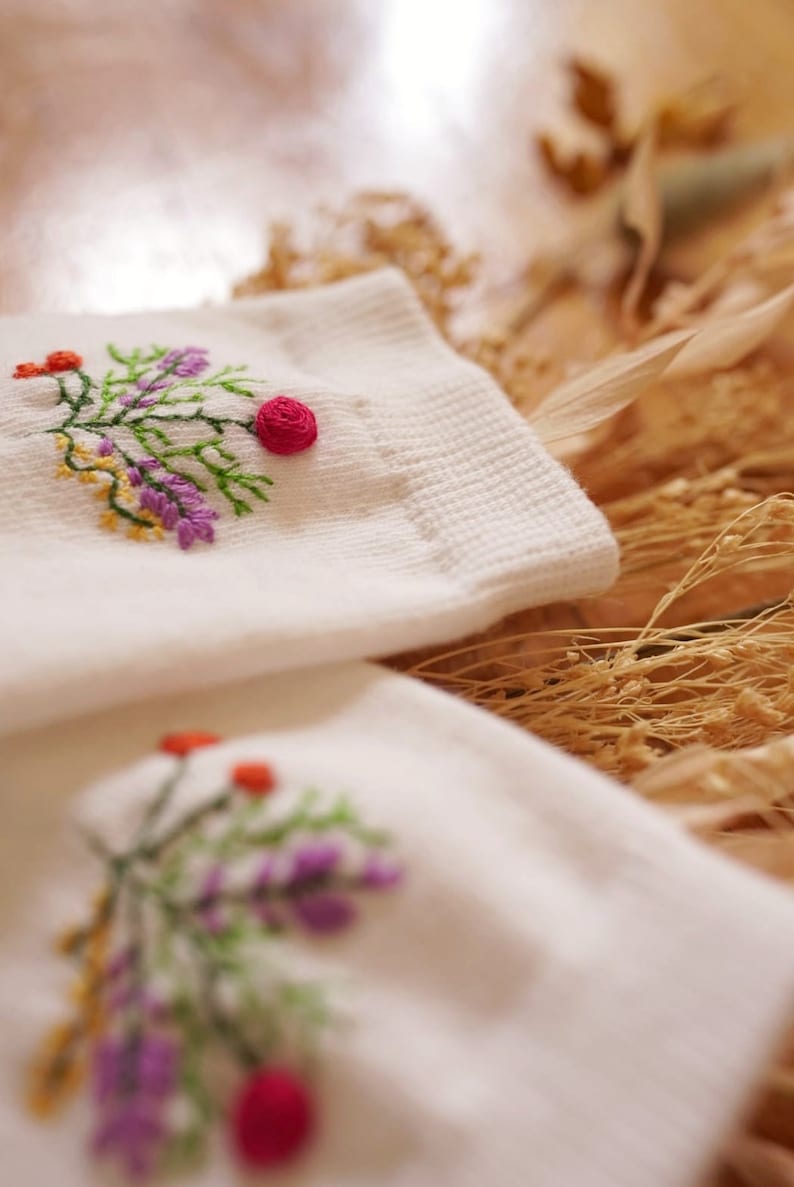 Embroidered socks Handmade Spring socks Flowers Gift idea Birthday present image 3
