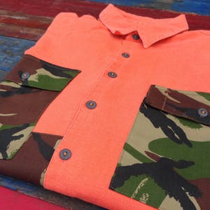 Unisex Casual Shirt / Large/ Cotton canvas/ Long sleeve / Button up / Camouflage /Unisex / Upcycled/ Hipster/ Ethical Clothing/ Urban Shirt image 4