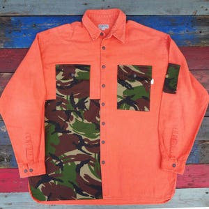 Unisex Casual Shirt / Large/ Cotton canvas/ Long sleeve / Button up / Camouflage /Unisex / Upcycled/ Hipster/ Ethical Clothing/ Urban Shirt image 2
