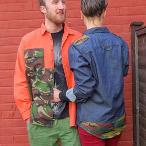 Unisex Casual Shirt / Large/ Cotton canvas/ Long sleeve / Button up / Camouflage /Unisex / Upcycled/ Hipster/ Ethical Clothing/ Urban Shirt image 9