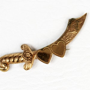 Art Nouveau Sweetheart Sword Brooch Gold Filled Scimitar C Clasp Valentines Gift