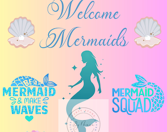 Mermaid Birthday Party Poster - Customizable - Digital Download