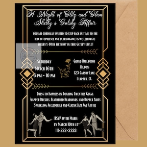 Great Gatsby Birthday Invitation -- digital download -- customizable