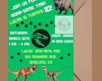 Dinosaur birthday invitation - customizable - digital download