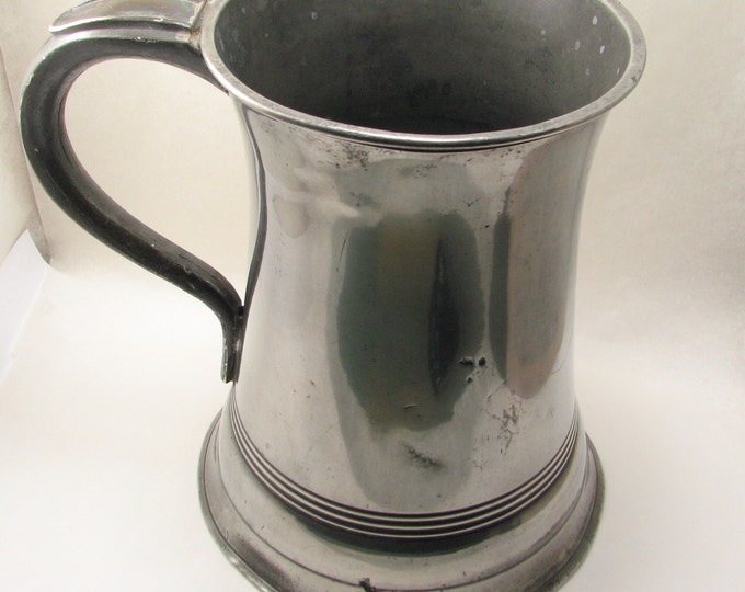 Late 19th Century Scottish Quart Pewter Mug, John Mcglashan & Co, Glasgow, Concave Shape With